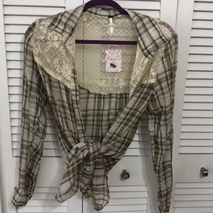 Free people plaid button down shirt